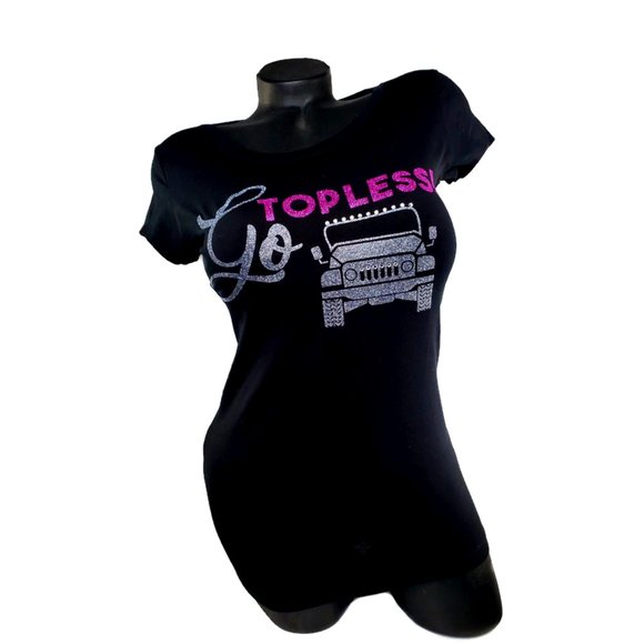 Go Topless Jeepster Fitted Black Spandex Tee. - Picture 5 of 5